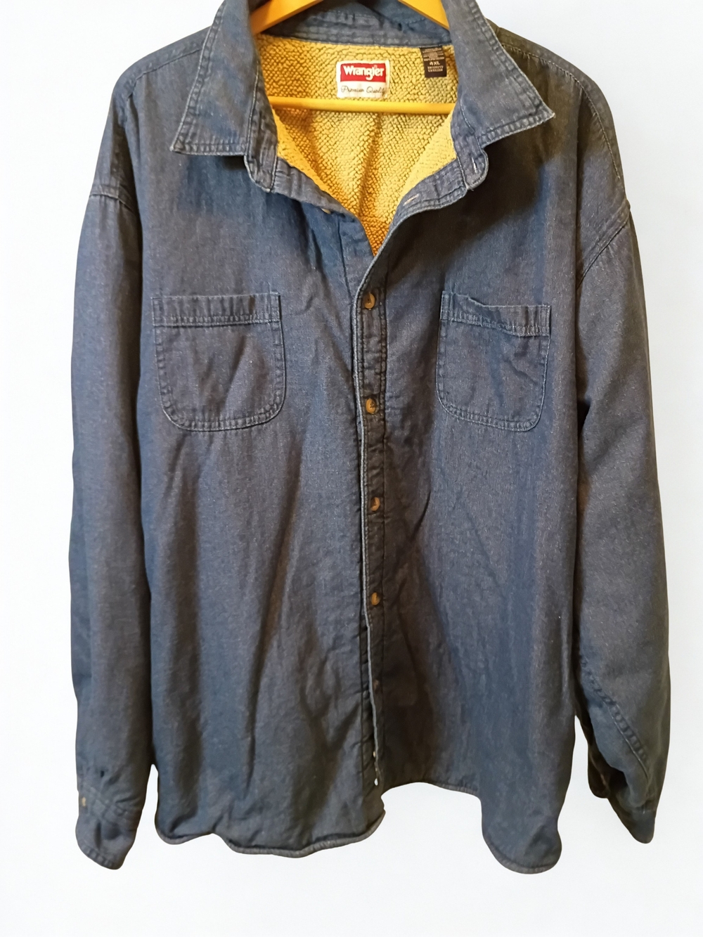 Wrangler Shirt Mens 4XL Blue Denim Sherpa Lined Shacket Pockets Western